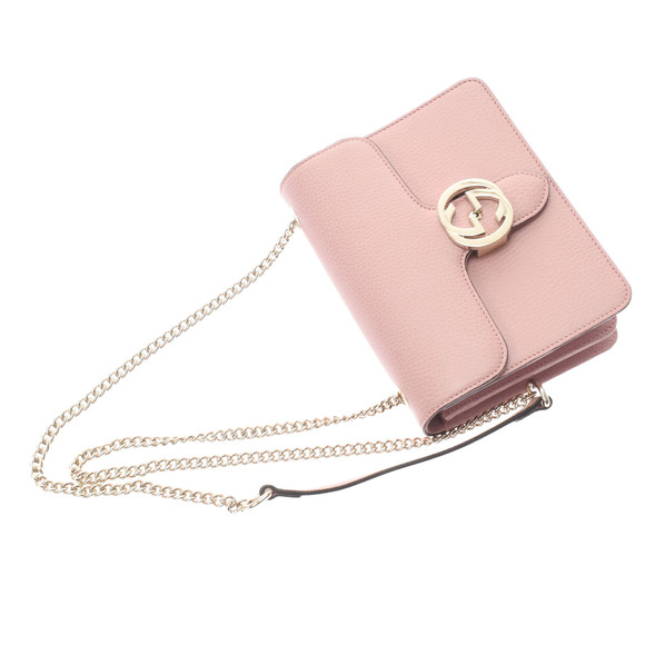 Gucci Interlocking Chain Outlet Dusty Pink Gold Hardware Leather Shoulder Bag - Picture 3 of 16